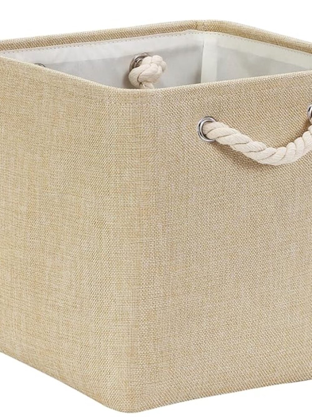Fabric Cube Storage Organizer Box Collapsible (Beige)
